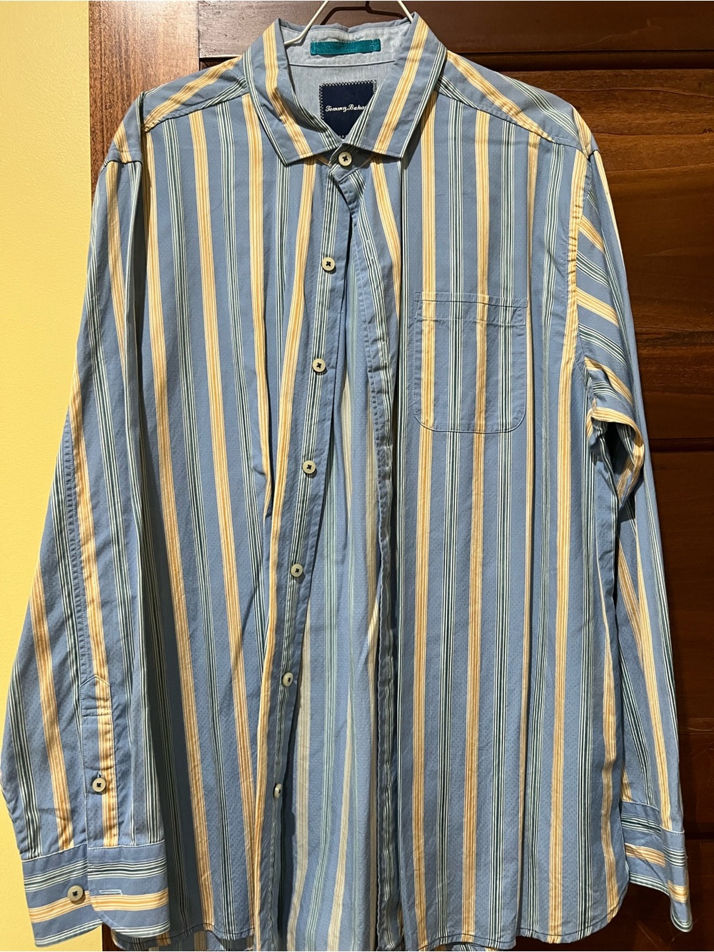 Tommy Bahama Light Blue, Yellow & White Striped Men's Button-Down Shirt